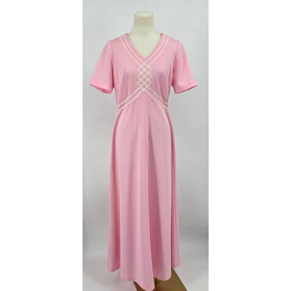 Vintage 50s Martha Manning Original Pink Lace Maxi Dress Romantic Prairie‎